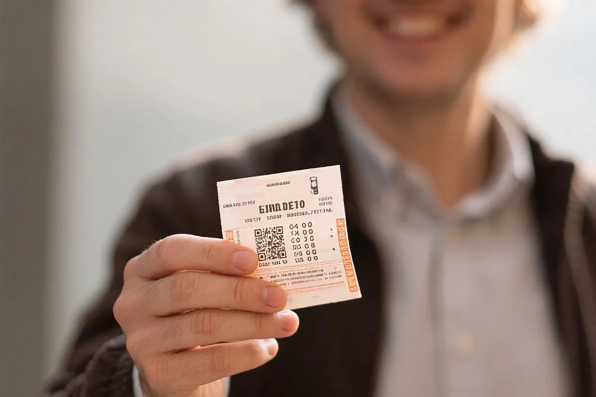 理性购彩的可视化场景：手持彩票、轻松微笑、低调与克制